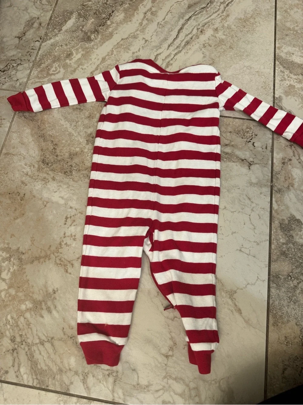 Gymboree Red and White Striped Footed One-Piece with Holiday Pajamas